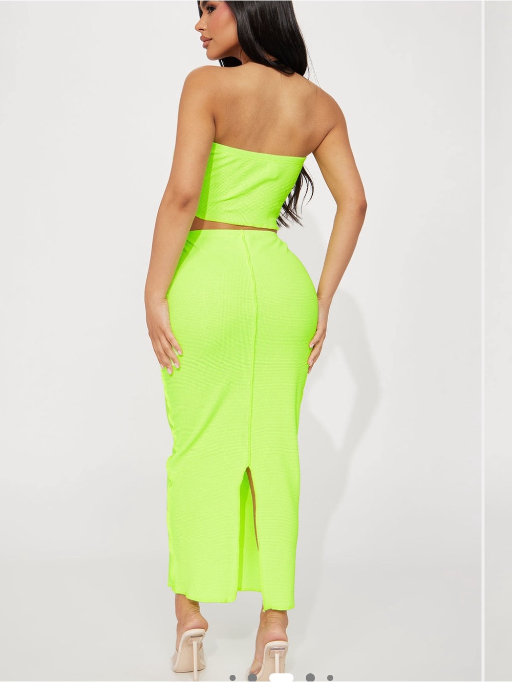 Fashion Nova Neon Yellow Midi Skirt Set